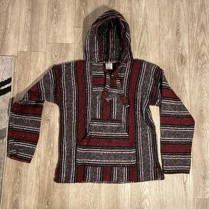 Vintage Confecciones Artilana Tlaxcala Tijuana Striped Long Sleeve Hoodie Medium